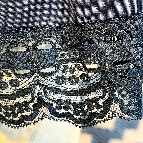 VINTAGE lace trim silky nylon half skirt dress slip lingerie sexy boudoir 80s - Picture 4 of 12